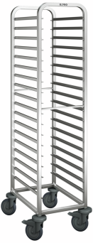 Regalwagen RWR 160, Edelstahl, 18 Paar Auflagen für 18 GN 1/1 oder 36 GN 1/2 Tabletts, Kunststoff-Rollen