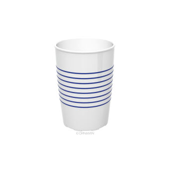 Becher mit Antirutsch-Trick Ringe, 250 ml, SAN-Kunststoff weiß/blau
