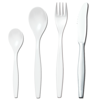 Mehrweg-Besteck-Set 4-tlg., SAN-Kunststoff weiß
