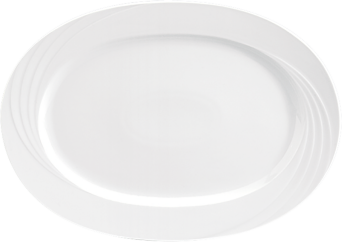 Platte DONNA flach oval Fahne, 26 x 19 cm, weiß mit Relief