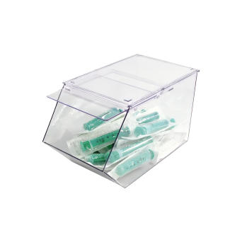 Entnahmebox mit Frontklappe, 26 x 15 cm, SAN-Kunststoff transparent