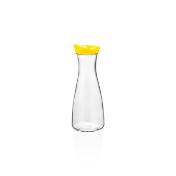 Glaskaraffe, 100 cl, gelber Kunststoffdeckel