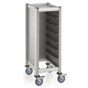 Tablettwagen MENSA Single GN 1/1, für 7 GN Tabletts, Alu/MDF, silber
