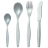 Mehrweg-Besteck-Set 4-tlg., SAN-Kunststoff silber