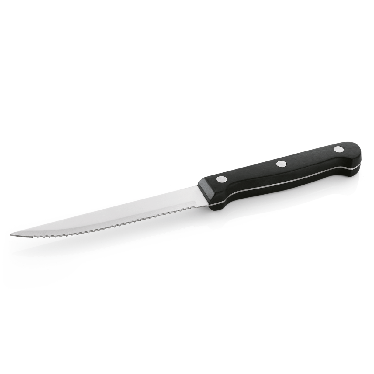 Steak-/ Pizzamesser, 21 cm lang, Edelstahl, Kunststoffgriff schwarz, genietet